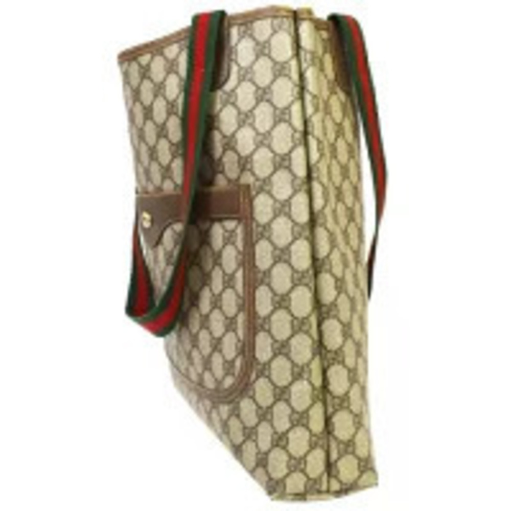 Gucci Green Tote Bag GG Red Sherry Brown Shoulder Leather Red Brown